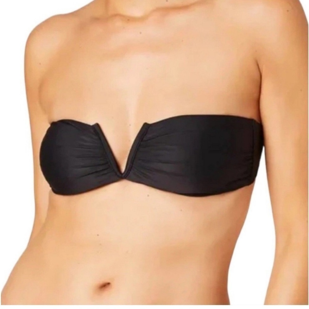Andie Swim Black Bandeau Padded Scala bikini top NWT